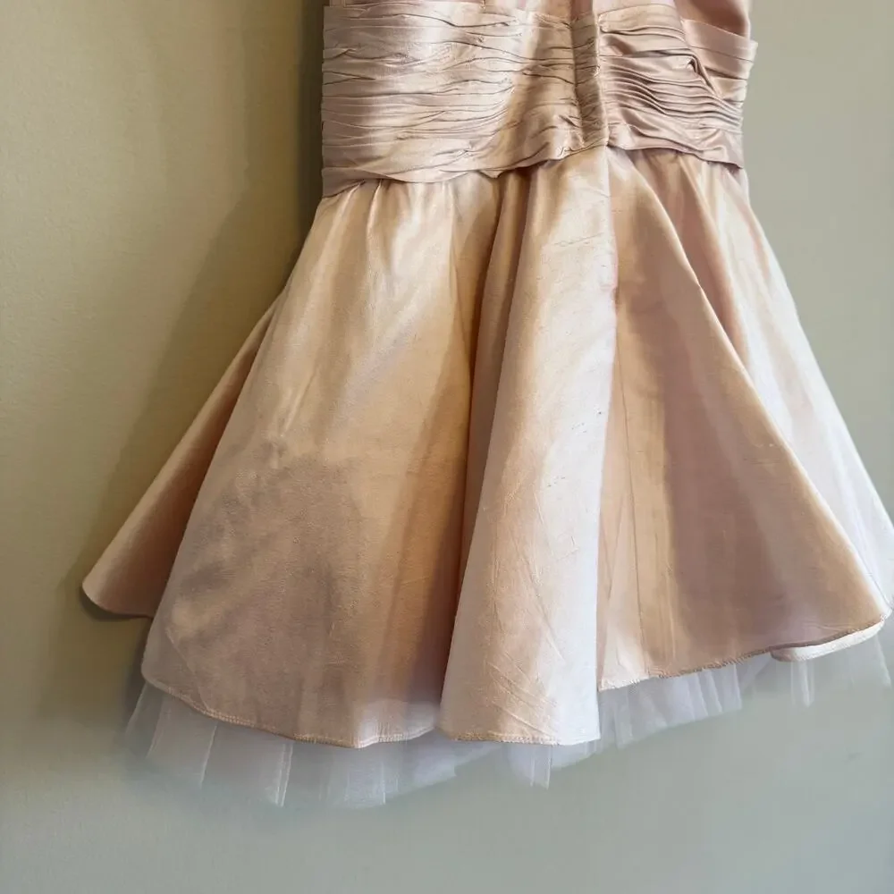 Elena Do Vale Designer Pink Taffeta Girls Party Dress - Size 5/6 Est. Tulle Trim